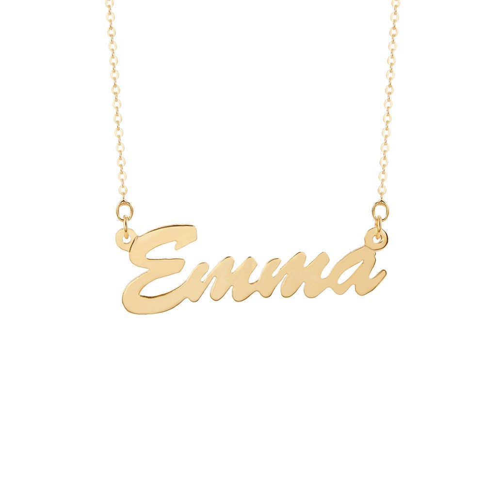 1 Side Engraving, 18-in. Personalized Yellow Gold Nameplate Necklace