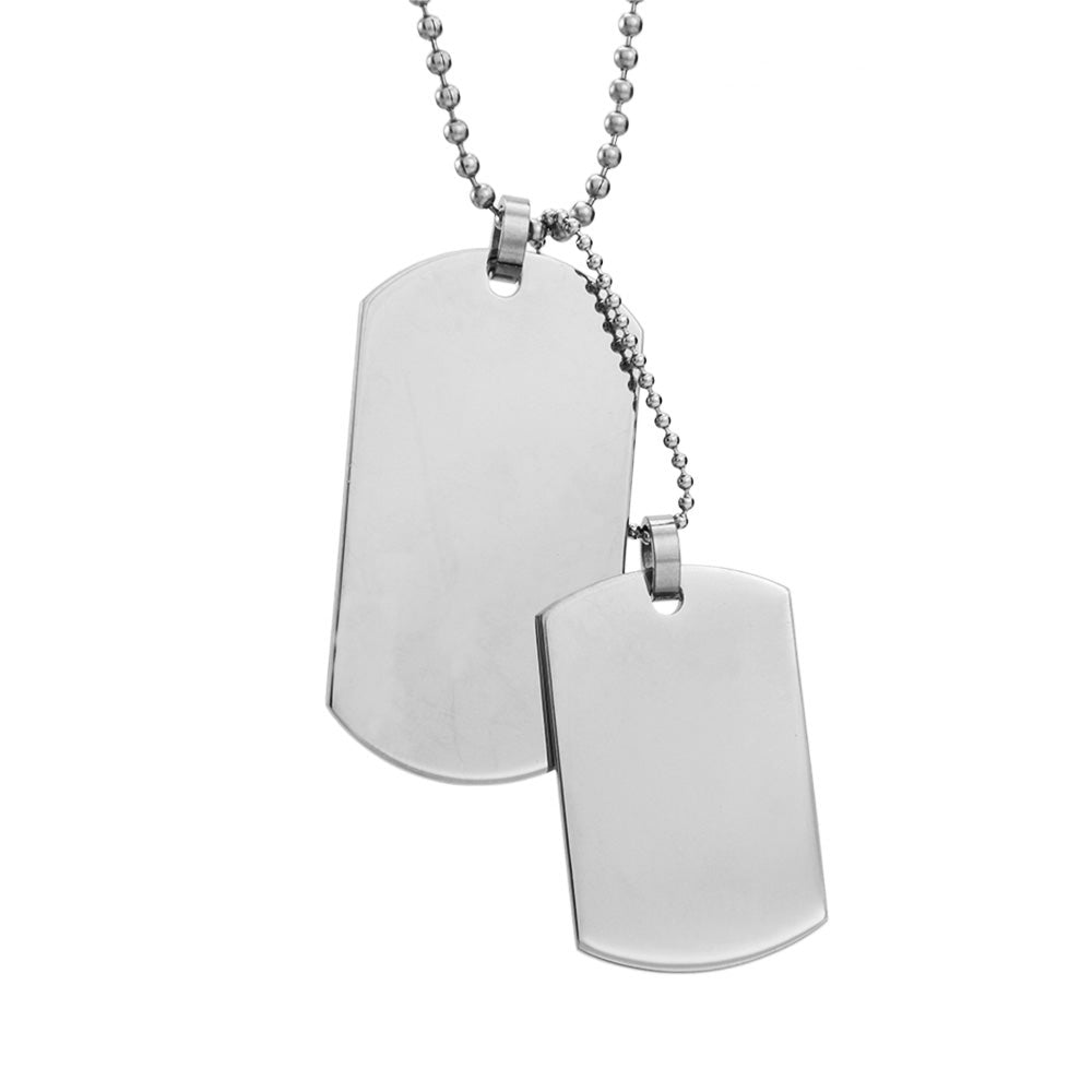 Sterling Silver Engraved Large Double Dog Tags With 