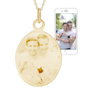 Gold Oval Tag Photo Pendant