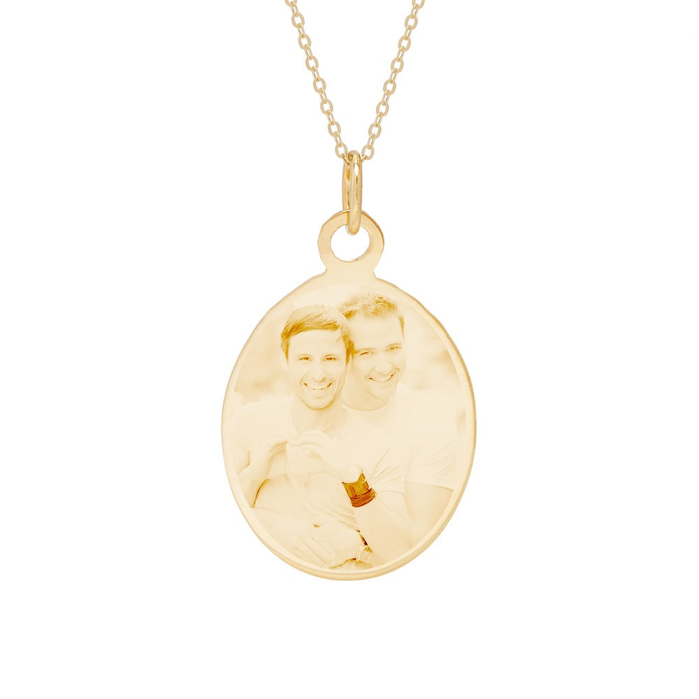 Custom Gold Oval Tag Photo Pendant | Eve's Addiction