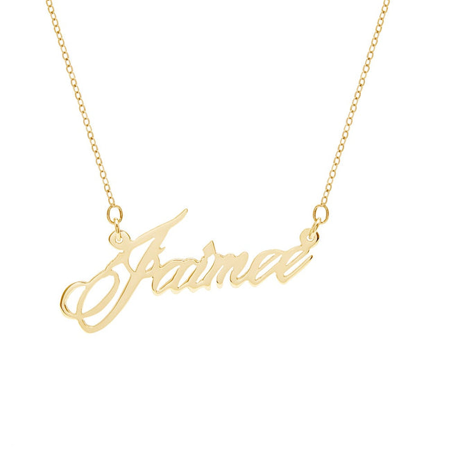 Elegant Script Gold Vermeil Nameplate Necklace