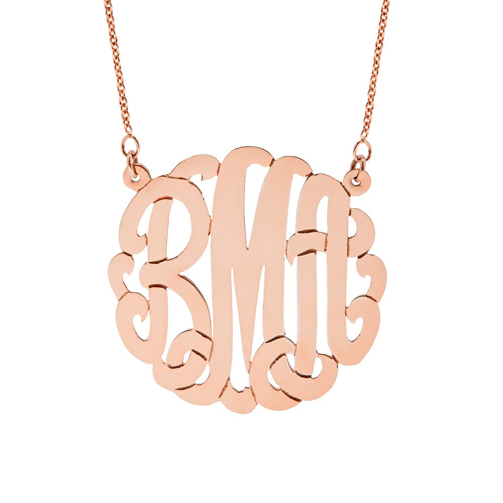 Monogram Necklace with 4 Letters in Rose Gold Plated Silver - 