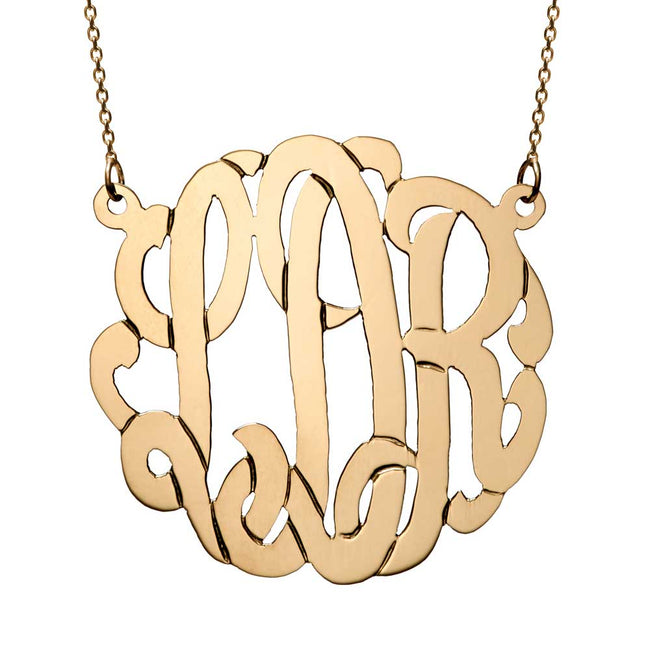 Solid 14K Gold Monogram Necklace