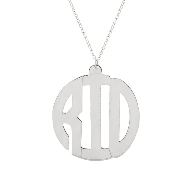 Sterling Silver Block Style Monogram Necklace