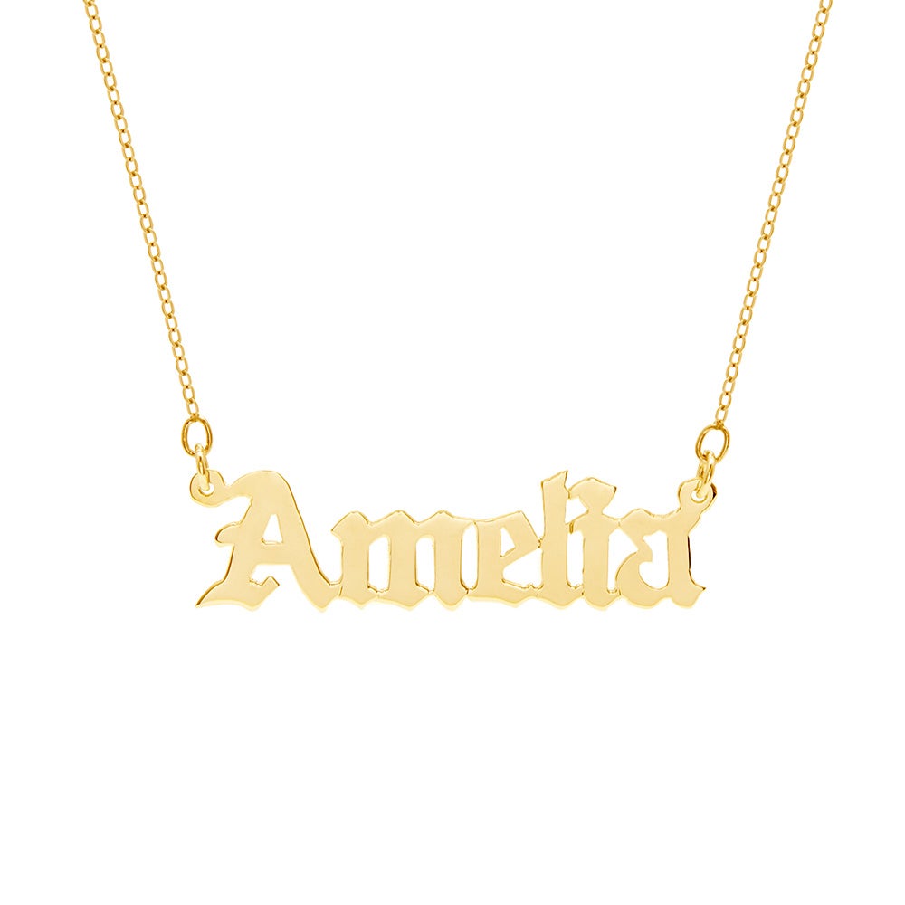 Custom Gold Vermeil Gothic Name 