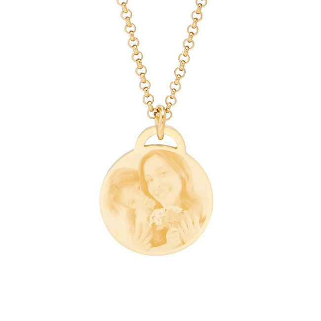 Gold Plated Round Tag Photo Pendant