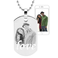LOVE Photo Dog Tag Stainless Steel Pendant