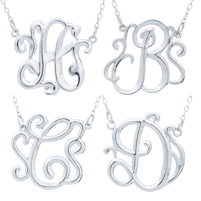 Sterling Silver Monogram Style Initial Pendant