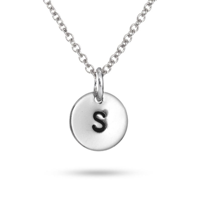 Sterling Silver Hand Stamped Initial Necklace