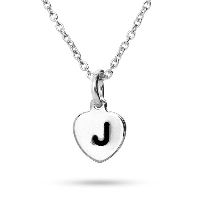 Hand Stamped Heart Initial Necklace