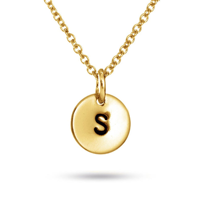 Hand Stamped Gold Vermeil Mini Initial Necklace