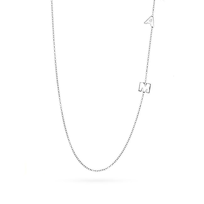 Two Letter Silver Sideways Initial Necklace