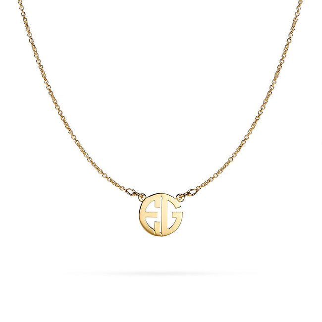 Gold Mini Block Monogram Necklace