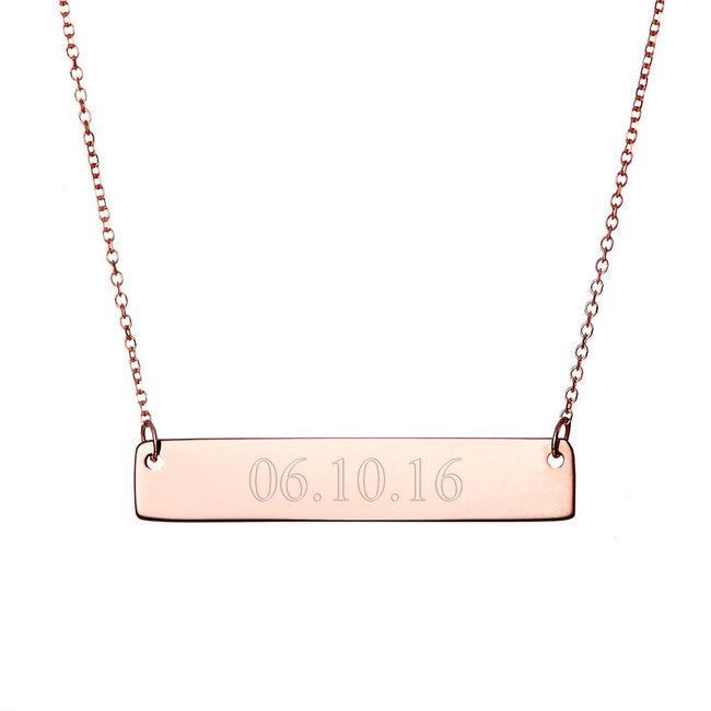 Custom Date Rose Gold Bar Necklace