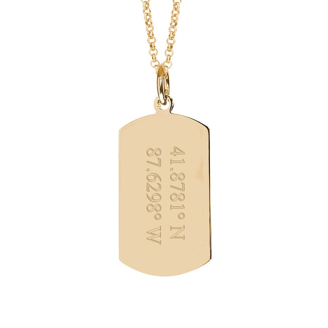 Custom Coordinate Gold Plated Dog Tag Necklace