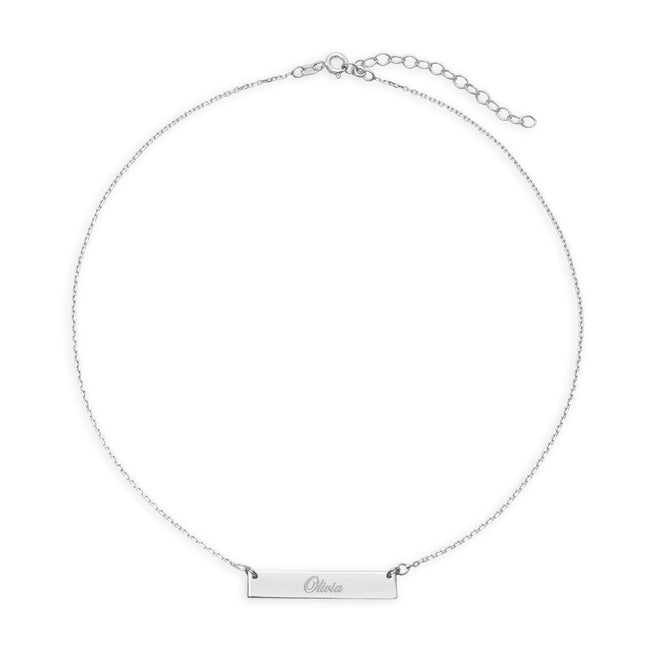 Custom Name Bar Silver Choker Necklace