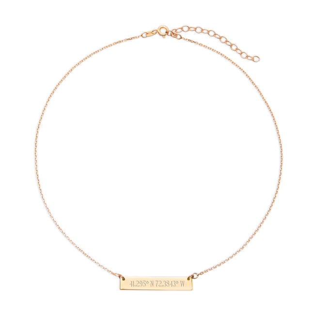 Custom Coordinate Bar Gold Choker Necklace