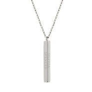 Engravable Vertical Square Silver Name Bar Necklace