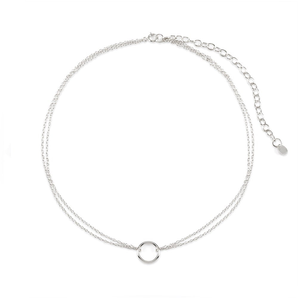 Double Strand Silver Circle Choker Necklace | Eve's Addiction