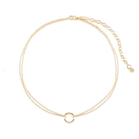 Double Strand Gold Circle Choker Necklace | Eve's Addiction