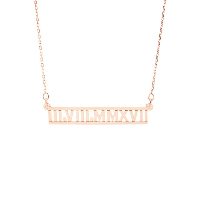 Custom Roman Numeral Rose Gold Necklace