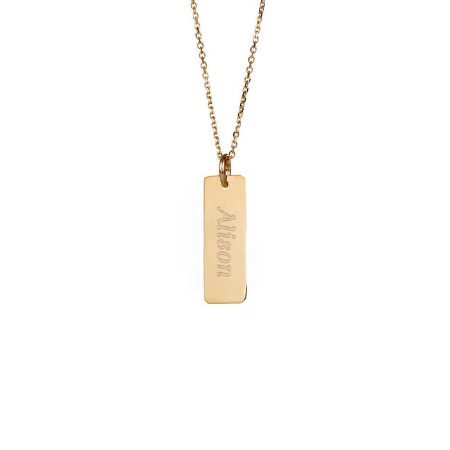 ENGRAVED GOLD BAR NECKLACE