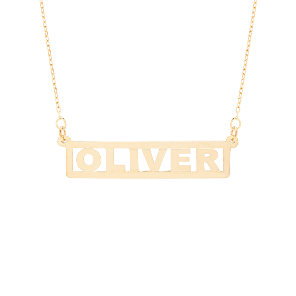 Custom Bar Nameplate Gold Necklace