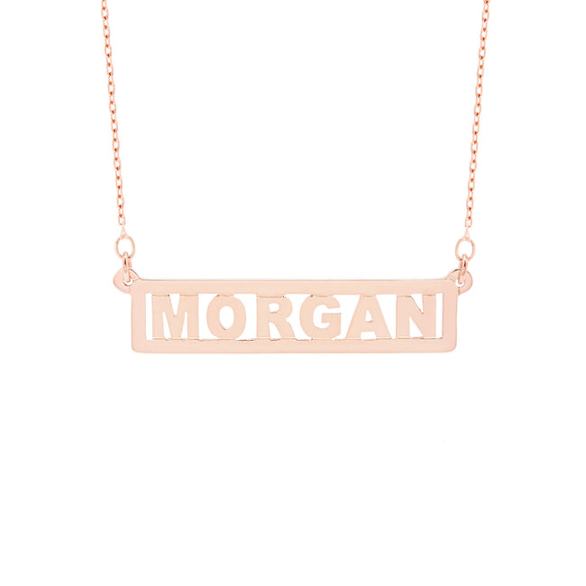 Custom Bar Nameplate Rose Gold Necklace