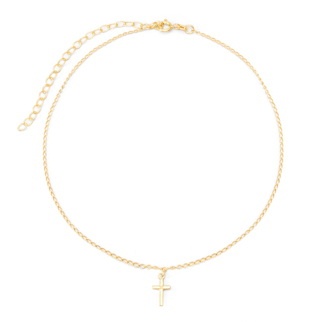 Petite Cross Gold Choker Necklace