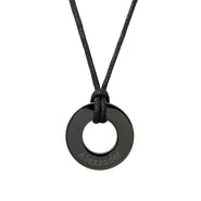 Men's Engravable Black Circle Pendant