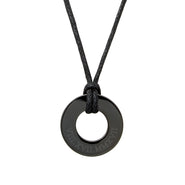 Roman Numeral Men's Black Circle Pendant