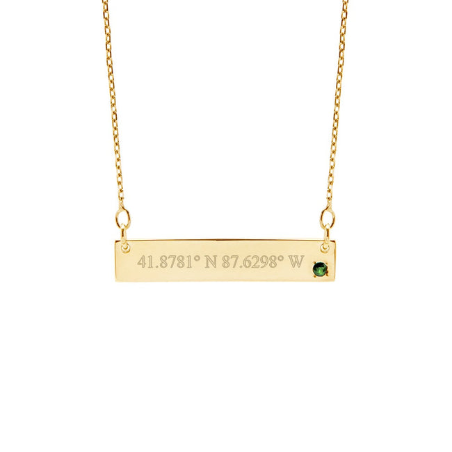 14K Gold Coordinate Birthstone Bar Necklace