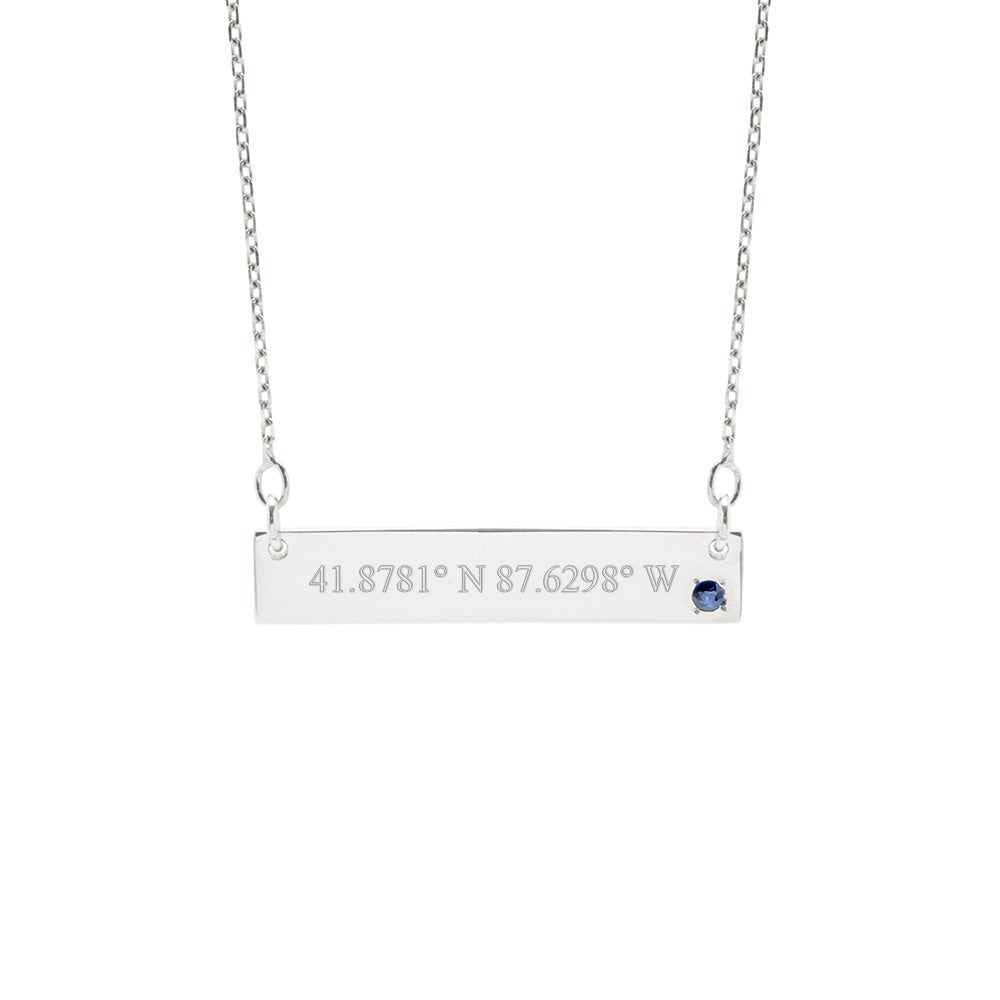Custom Engraved Name Bar Necklace with Birthstone from Black Diamonds New  York