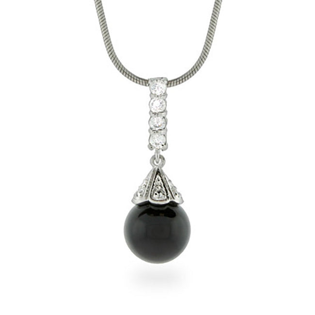 Onyx Drop CZ Pendant