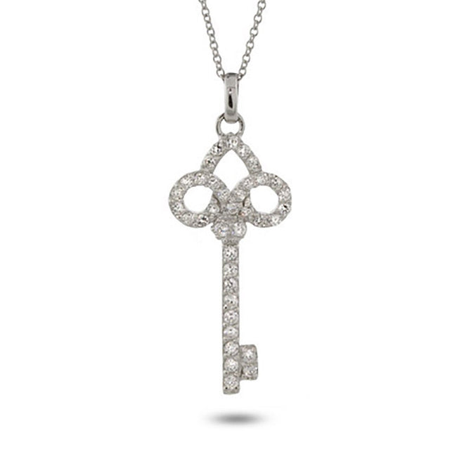 CZ Fleur de Lis Key Pendant