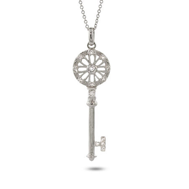 CZ Flower Petals Key Pendant