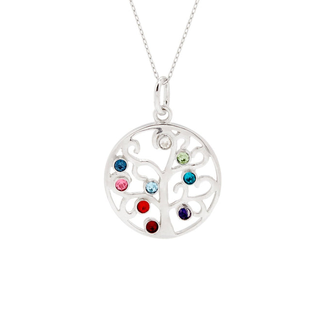 Family Tree Pendant with 9 Custom Birthstones