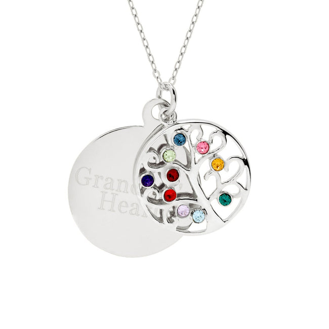 Engravable 10 Stone Family Tree Birthstone Pendant