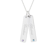 Close to the Heart Sterling Silver Double Birthstone Tag Pendant