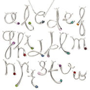 Sterling Silver Custom Birthstone Initial Necklace -  Clearance Final Sale