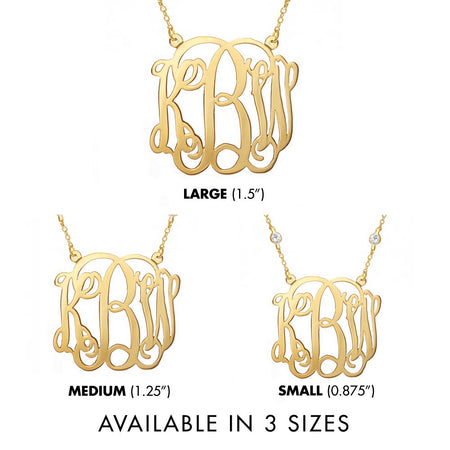 Medium 10K Gold Script Monogram Necklace