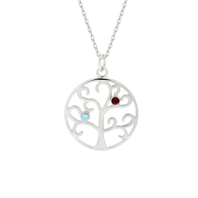 2 Stone Custom Birthstone Family Tree Necklace