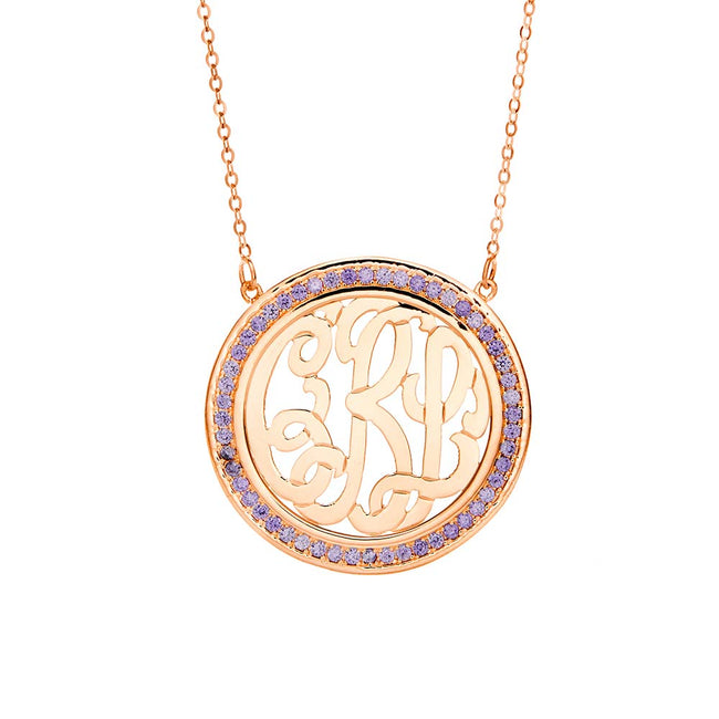 Birthstone Monogram Rose Gold Necklace 