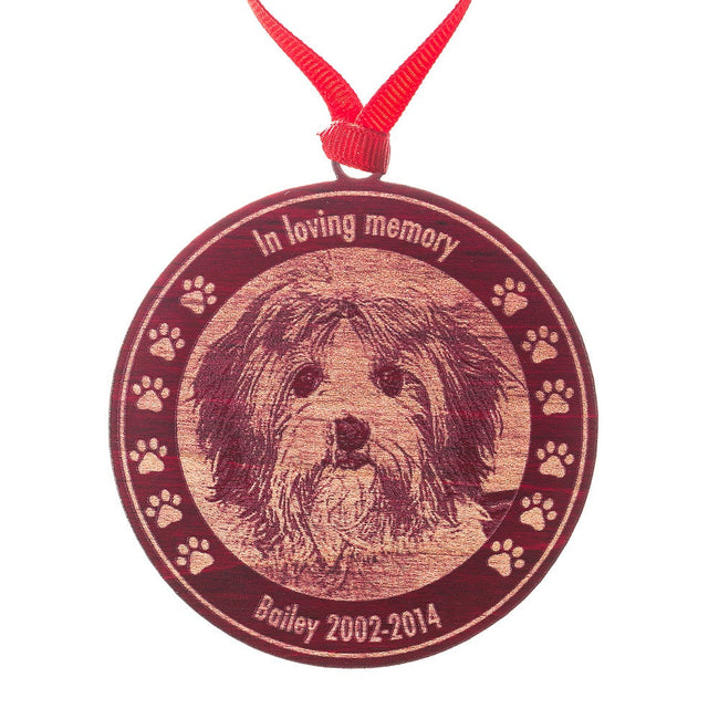 Custom Pet Memorial Photo Red Maple Wood Ornament