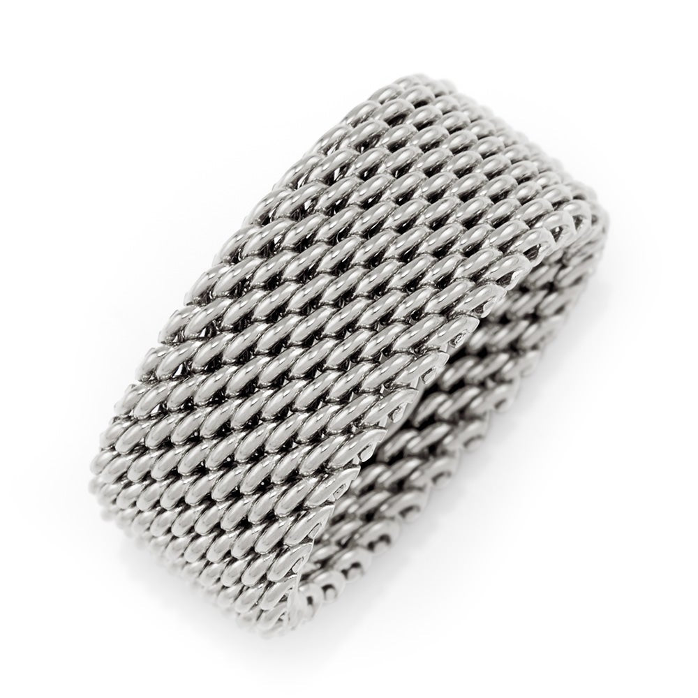 Designer Style Sterling Silver Mesh Ring | Eve's Addiction ...