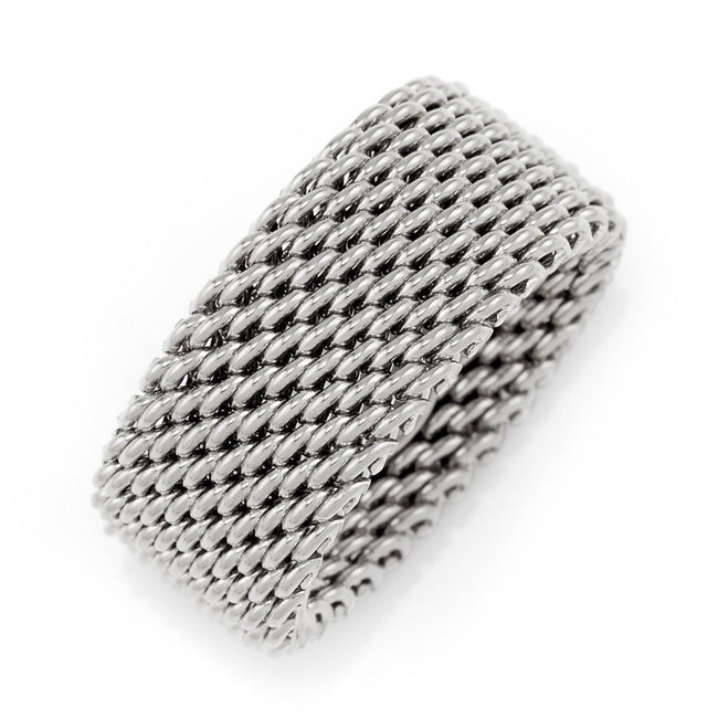 Designer Style Sterling Silver Mesh Ring | Eve's Addiction&#0174;