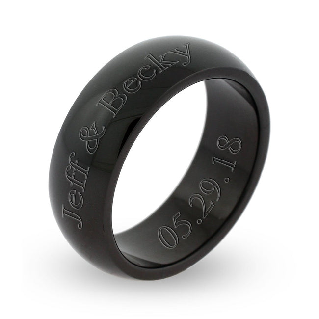 Engravable Black Plate Stainless Steel Band