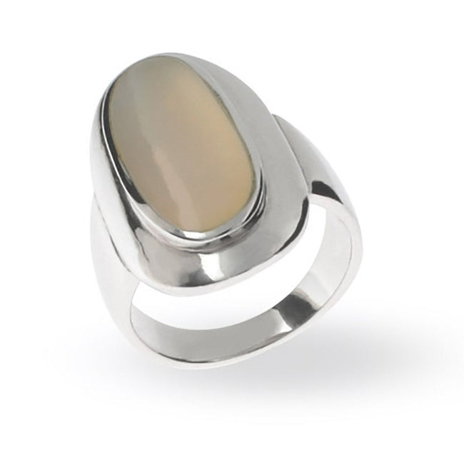 Oval Mother of Pearl Ring in Sterling Silver