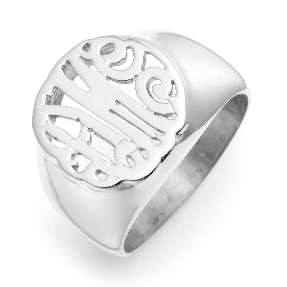 Sterling Silver Classic Bordered Monogram Ring – Be Monogrammed