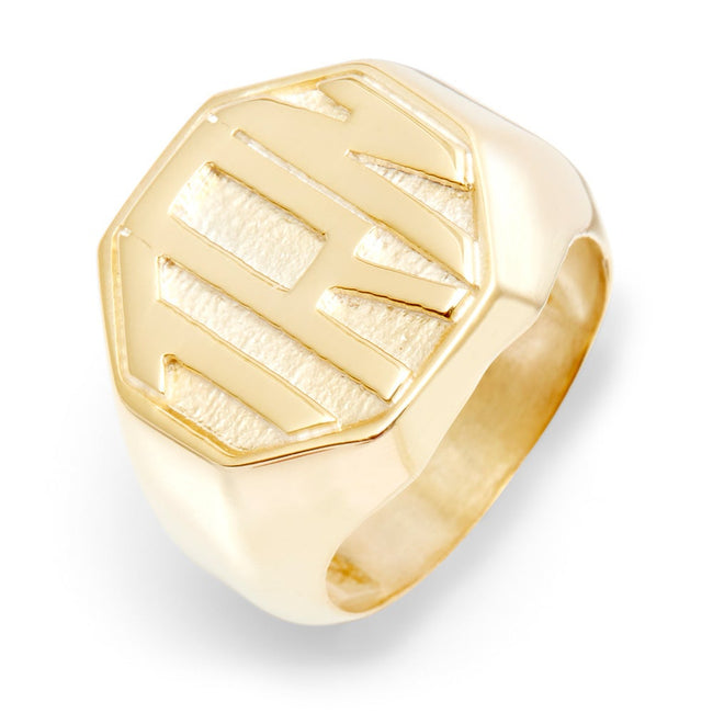 Block Monogram Octagon Gold Vermeil Signet Ring